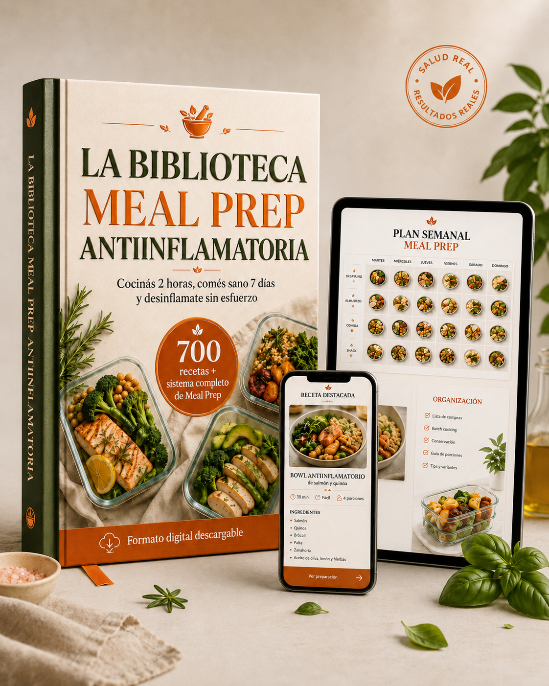 La Biblioteca Meal Prep Antiinflamatoria | 700 Recetas + Sistema Completo